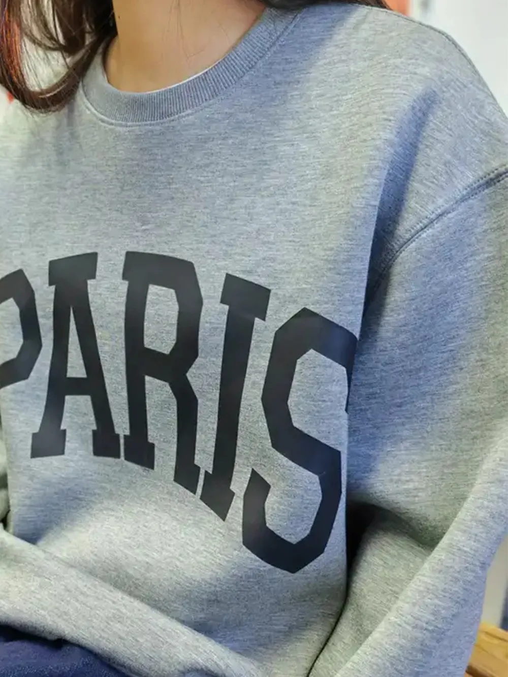 PARIS Round Neck Long Sleeve Air Scuba Sweatshirt, image 6