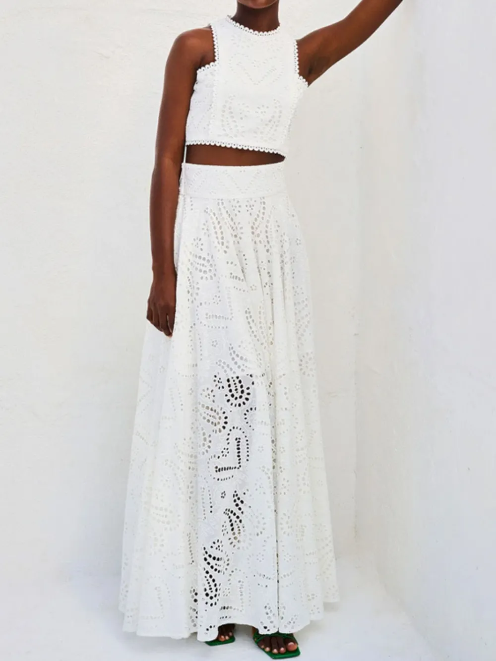 Eyelet Lace Top and Maxi Skirt Set, image 14