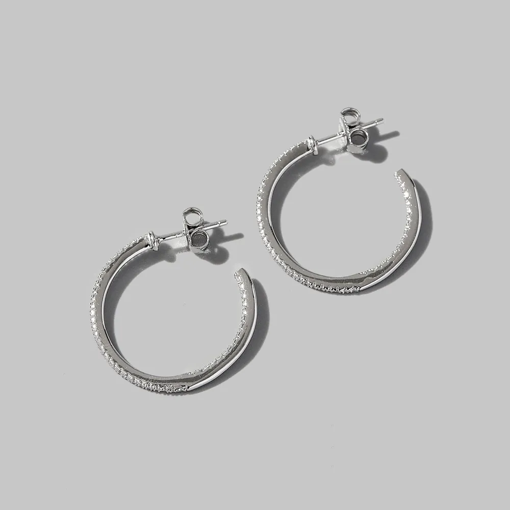 Zircon 925 Sterling Silver C-Hoop Earrings, image 2