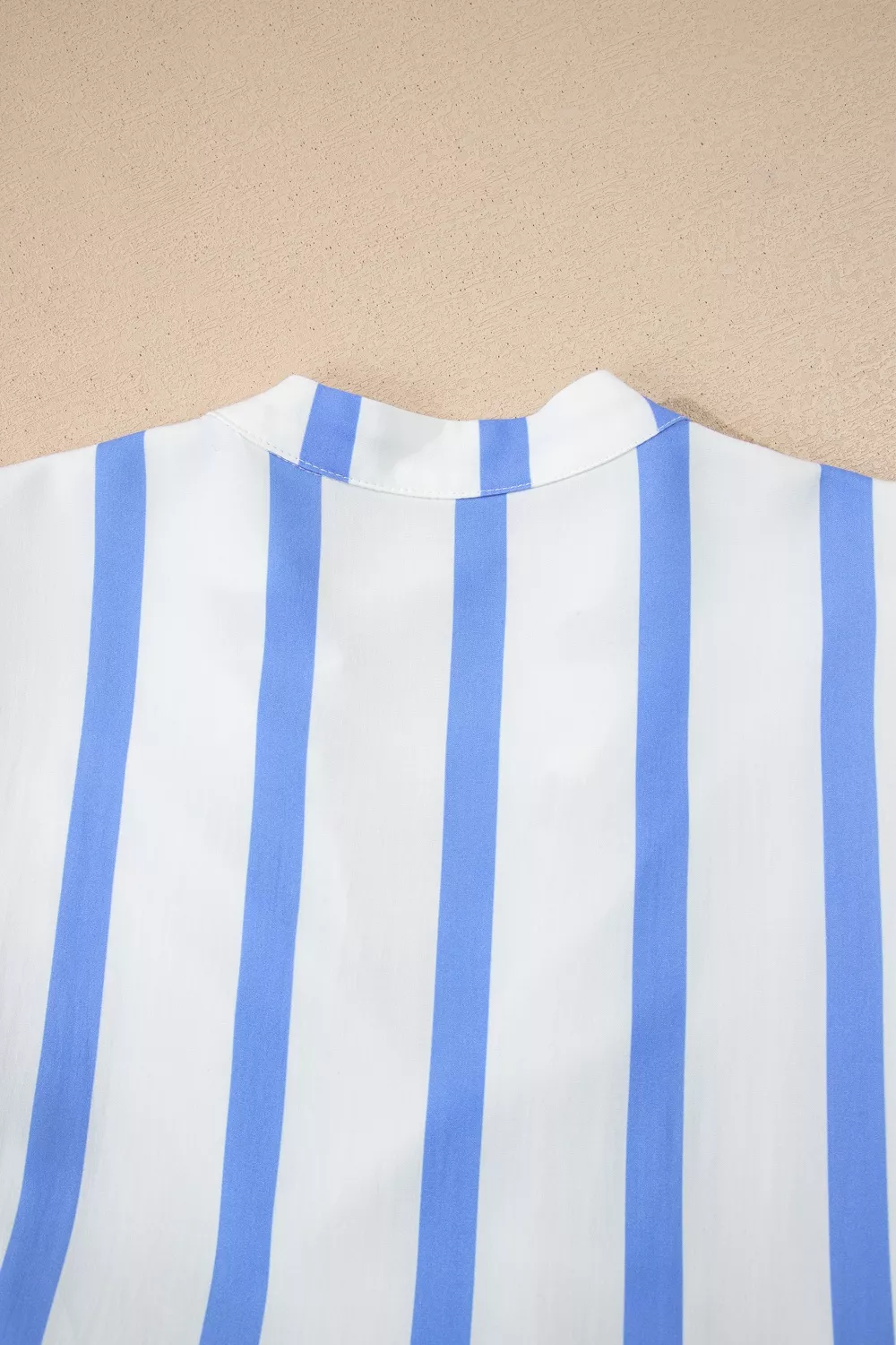 Stripe Ricrac Trim Notched Neck Half Sleeve Vacation Dress, image 11