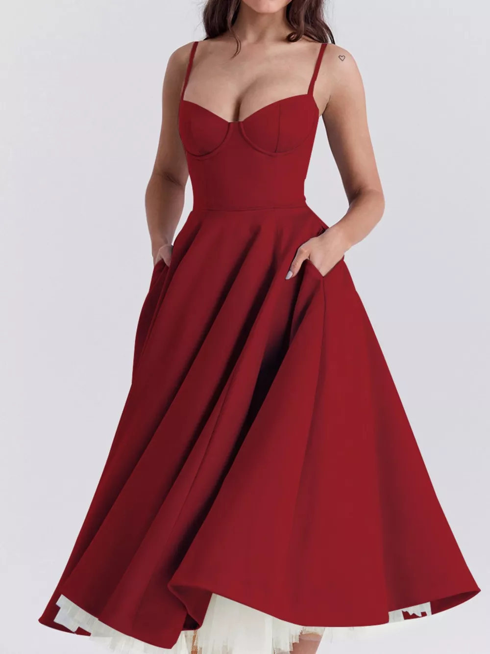 Sweetheart Neck A-Line Midi Dress, image 31