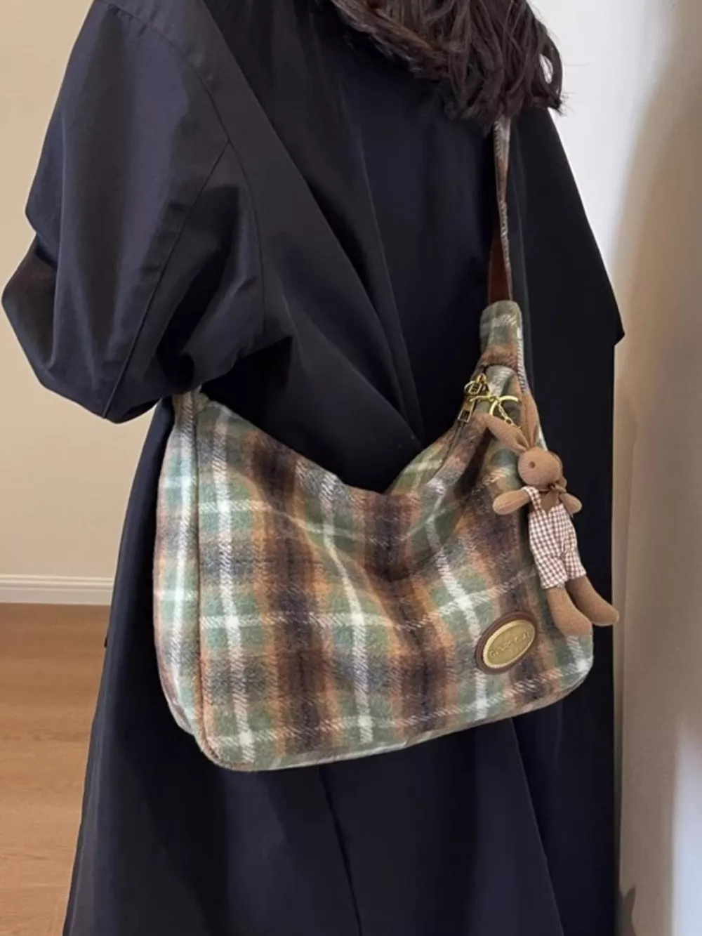 Plaid Pattern Shoulder Crossbody Bag, image 9