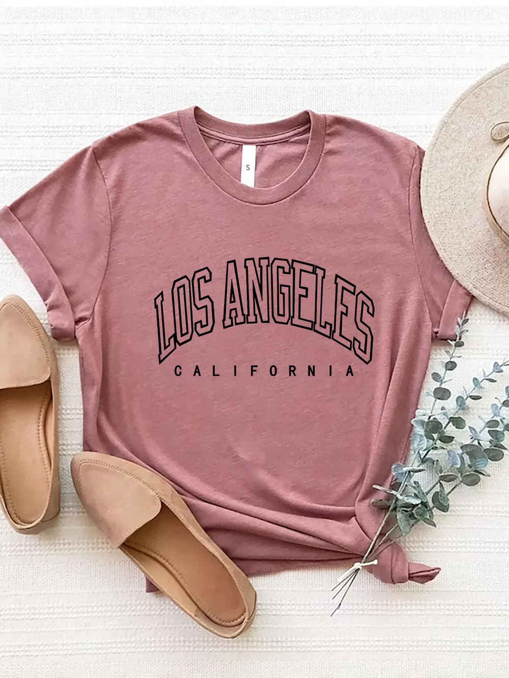 LOS ANGELES CALIFORNIA Round Neck T-Shirt, image 2