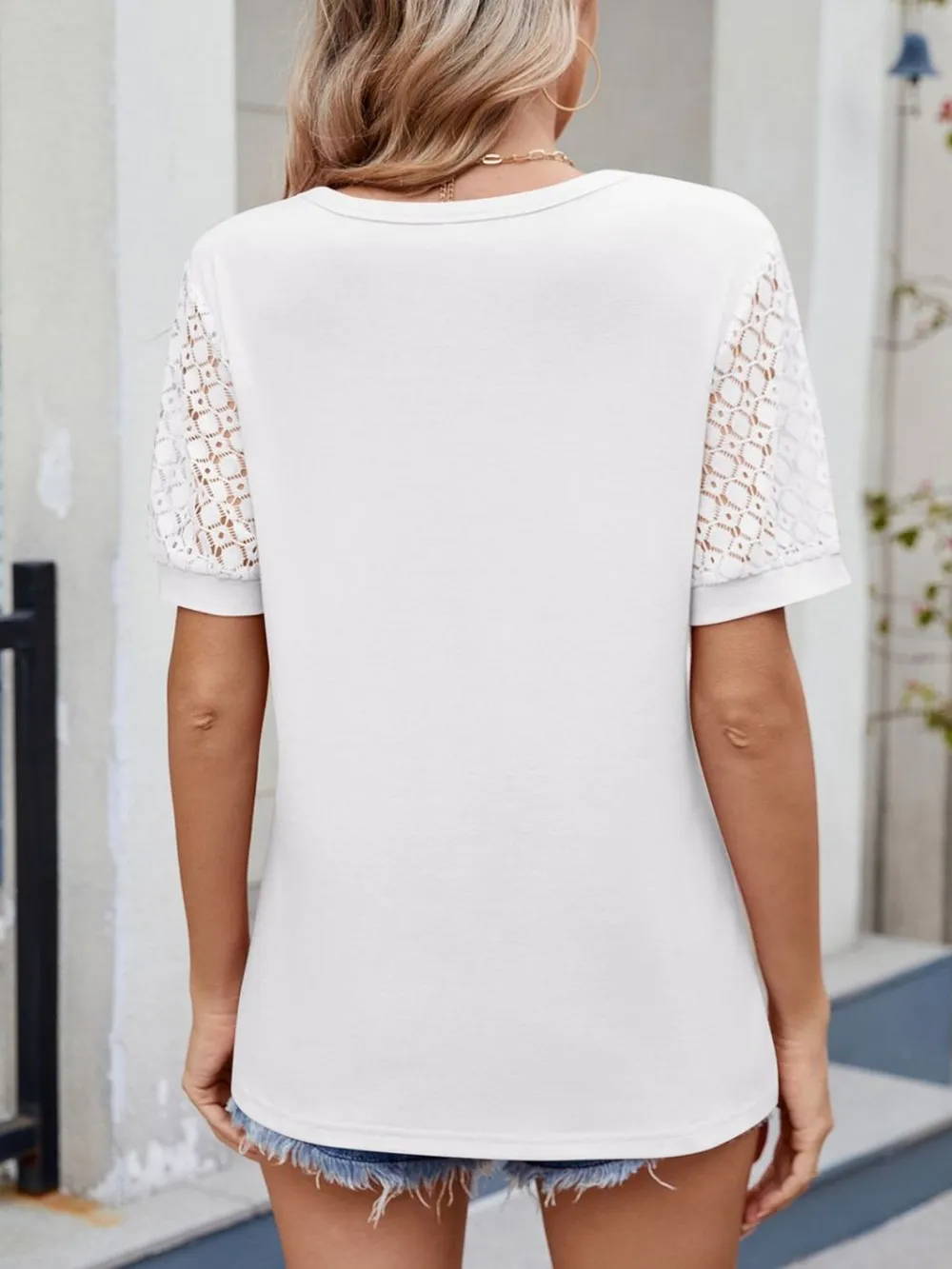 Lace Short Sleeve T-Shirt, image 7