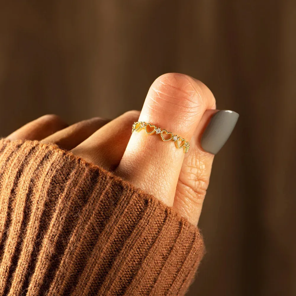 Heart Shape 18K Gold-Plated Ring, image 2