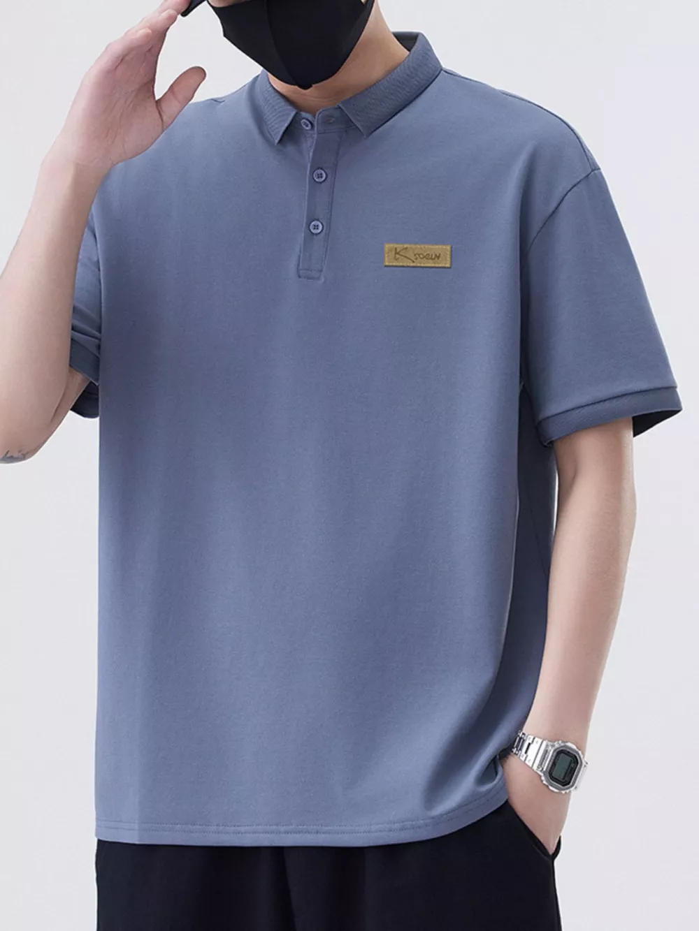 Men's Plus Size Button Detail Short Sleeve Polo, image 4