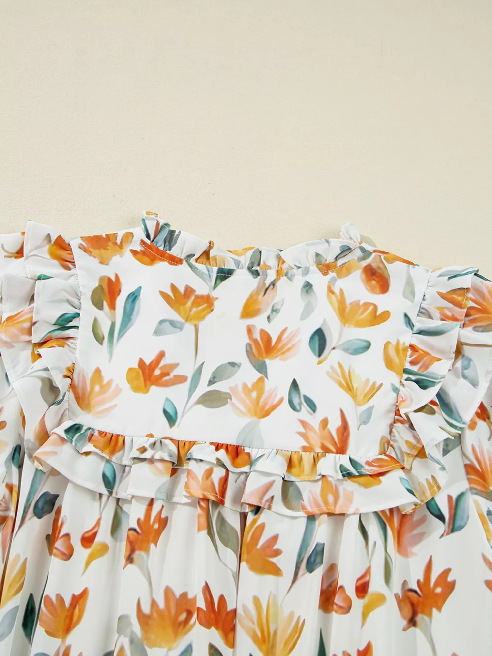 Bohemian Floral Print Ruffle Mini Dress, image 9