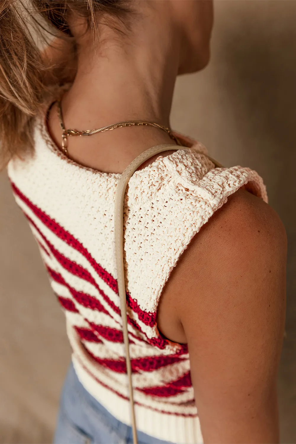 Stripe Textured Knit Ribbed Hem Sweater Tank, image 4