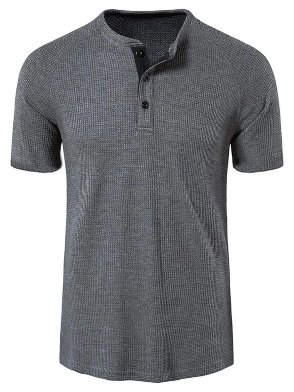 Men's Casual Waffle Knit Henley T-Shirt, image 9