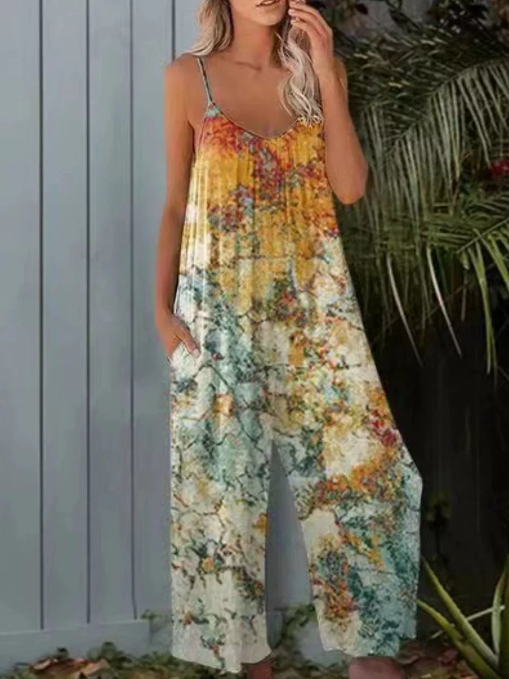 Full Size Tie-Dye Wide Leg Jumpsuit Plus Size, image 23