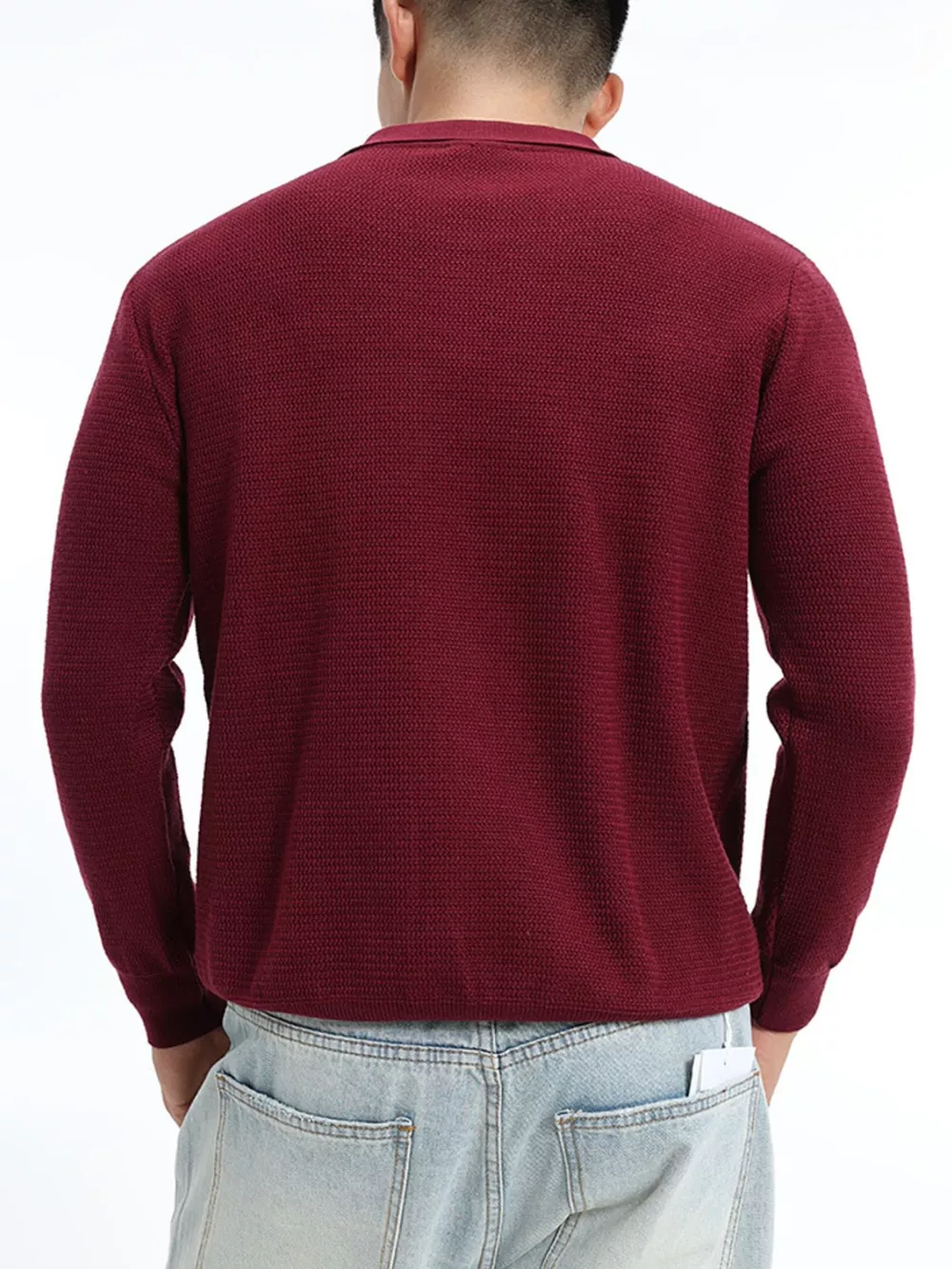 Men's Plus Size Quarter-Zip Ribbed Knit Top, image 2