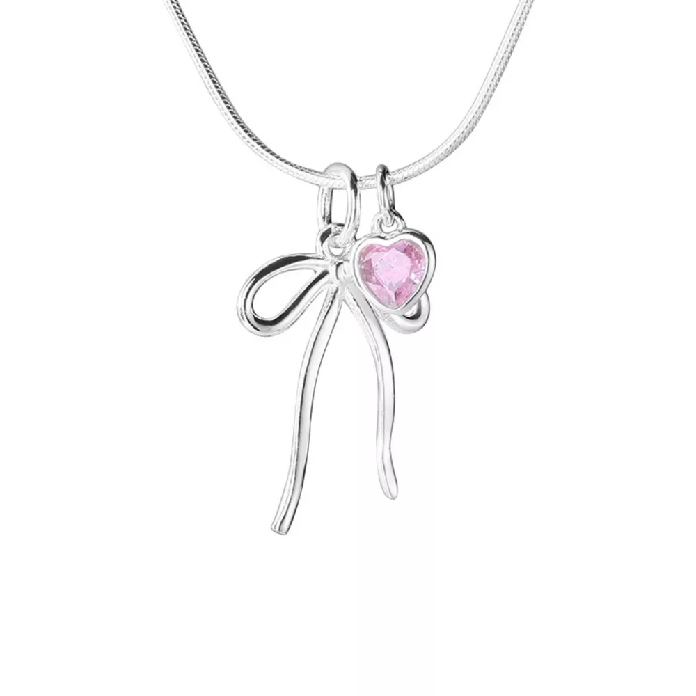Bow & Heart Pendant Necklace, image 6
