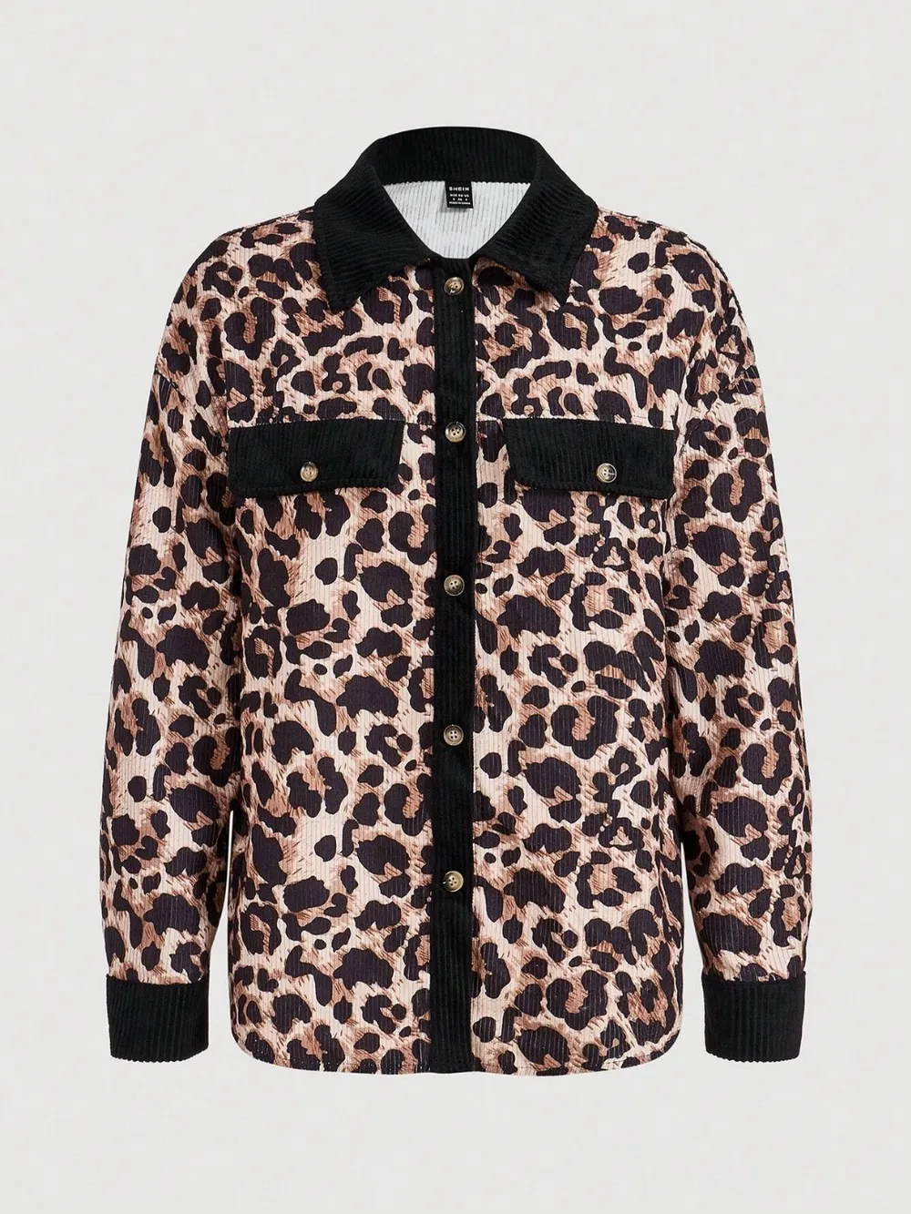 Leopard Collared Neck Button Up Shacket, image 6
