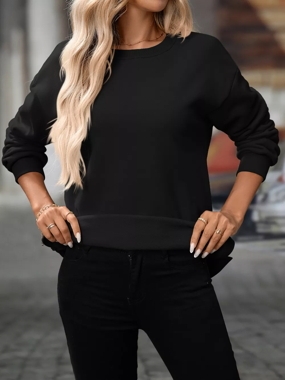 Casual Solid Color Long Sleeve Sweatshirt, image 25