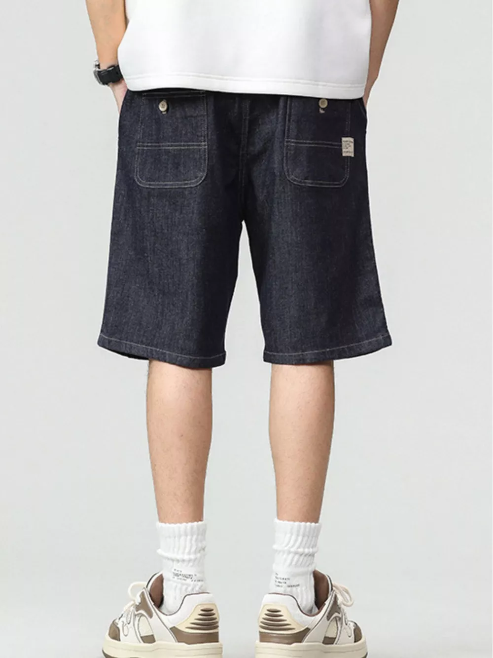 Men's Plus Size Drawstring Denim Shorts, image 8