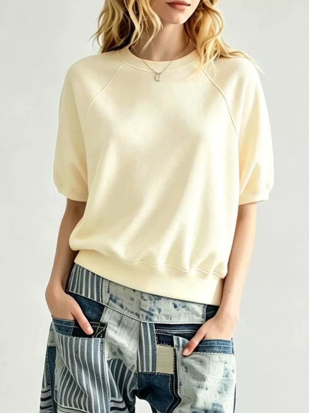 Full Size Raglan Short-Sleeve Sweatshirt Plus Size, image 13