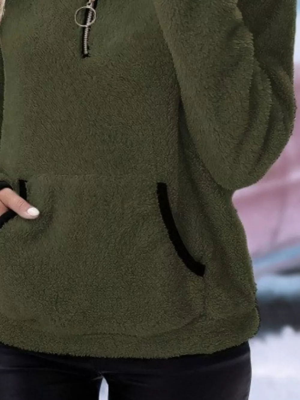 Full Size Cozy Fleece Quarter Zip Long Sleeve Sweatshirt Plus Size, image 31