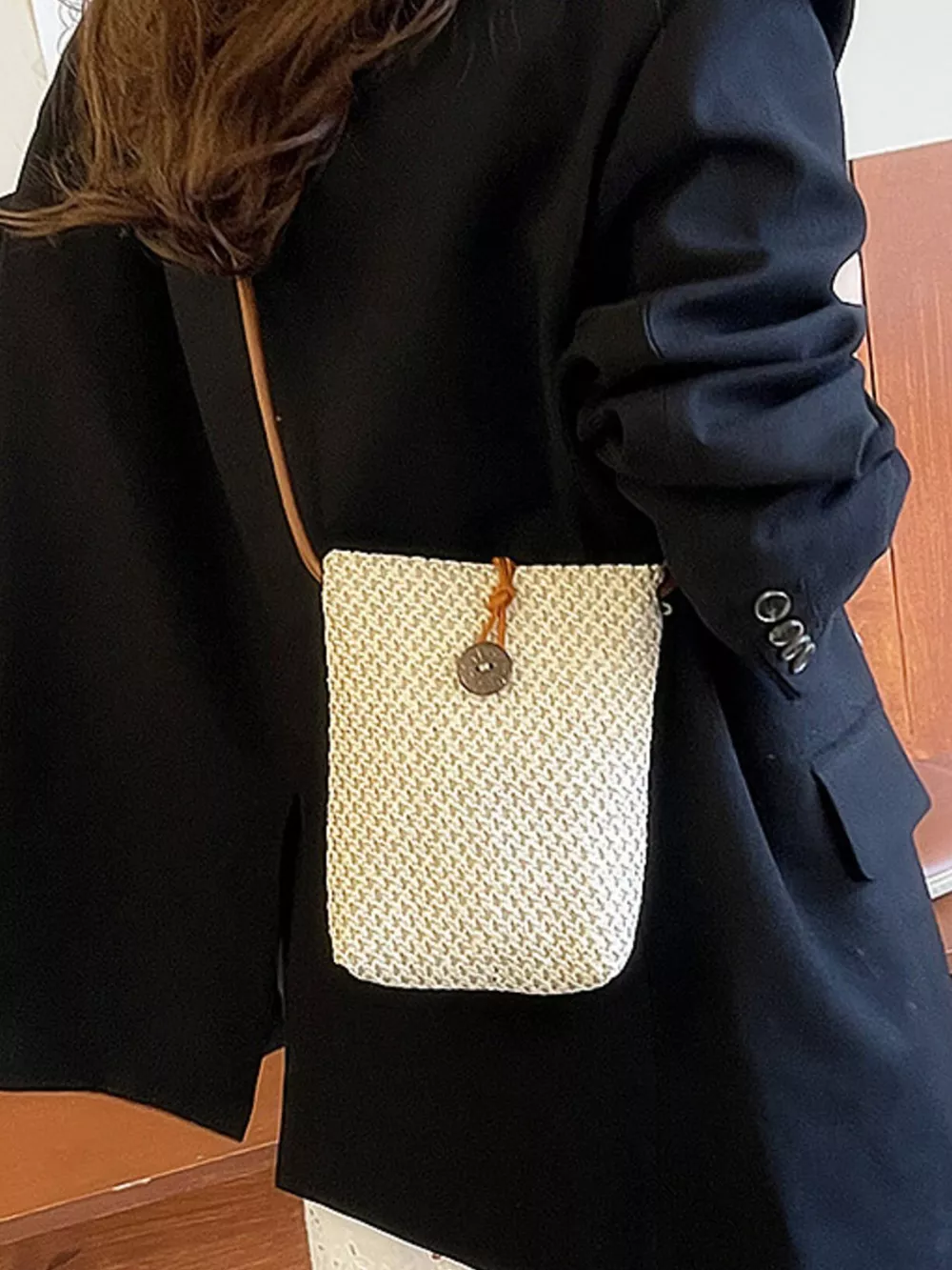 Woven Texture Crossbody Bag, image 6