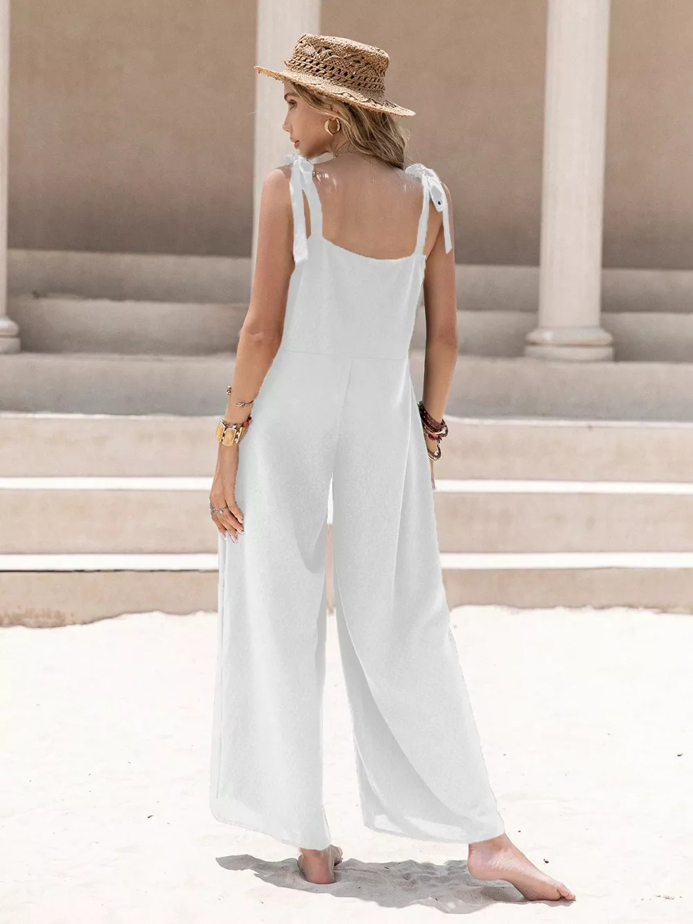 Sleeveless Wide Leg Jumpsuit with Tie Shoulder, image 11