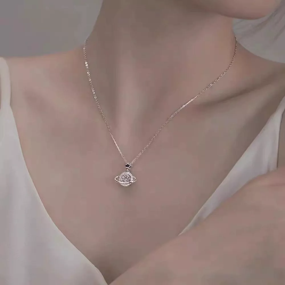 1 Carat 925 Sterling Silver Moissanite Planet Necklace