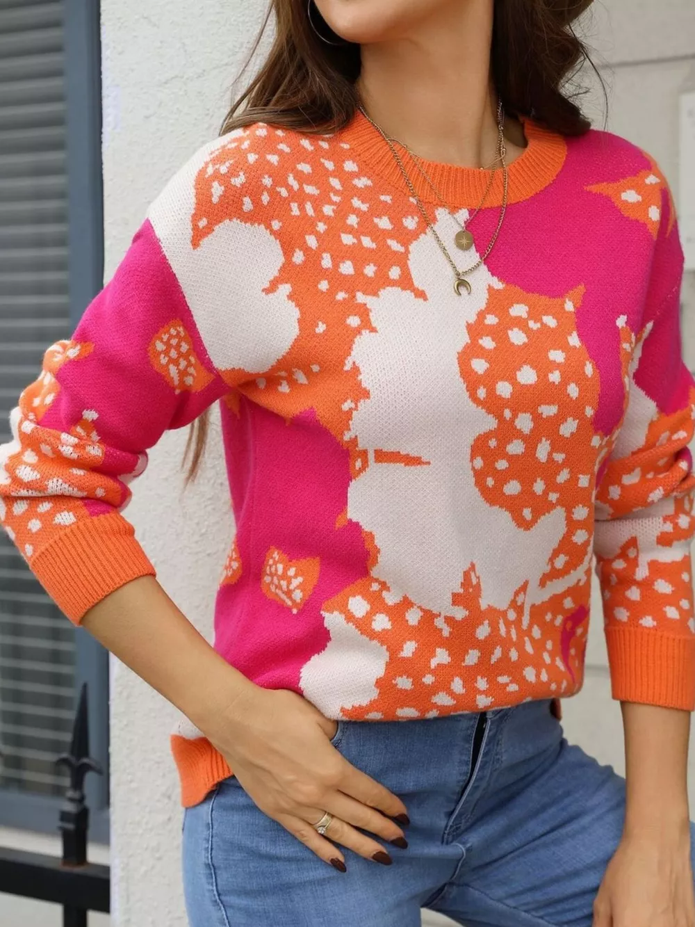 Abstract Pattern Round Neck Sweater, image 6