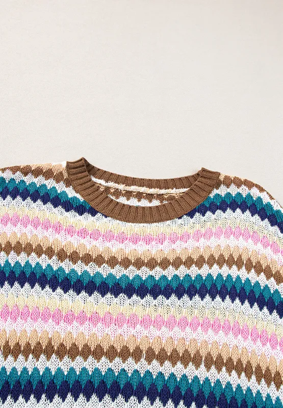 Contrast Round Neck Short Sleeve Sweater, image 26
