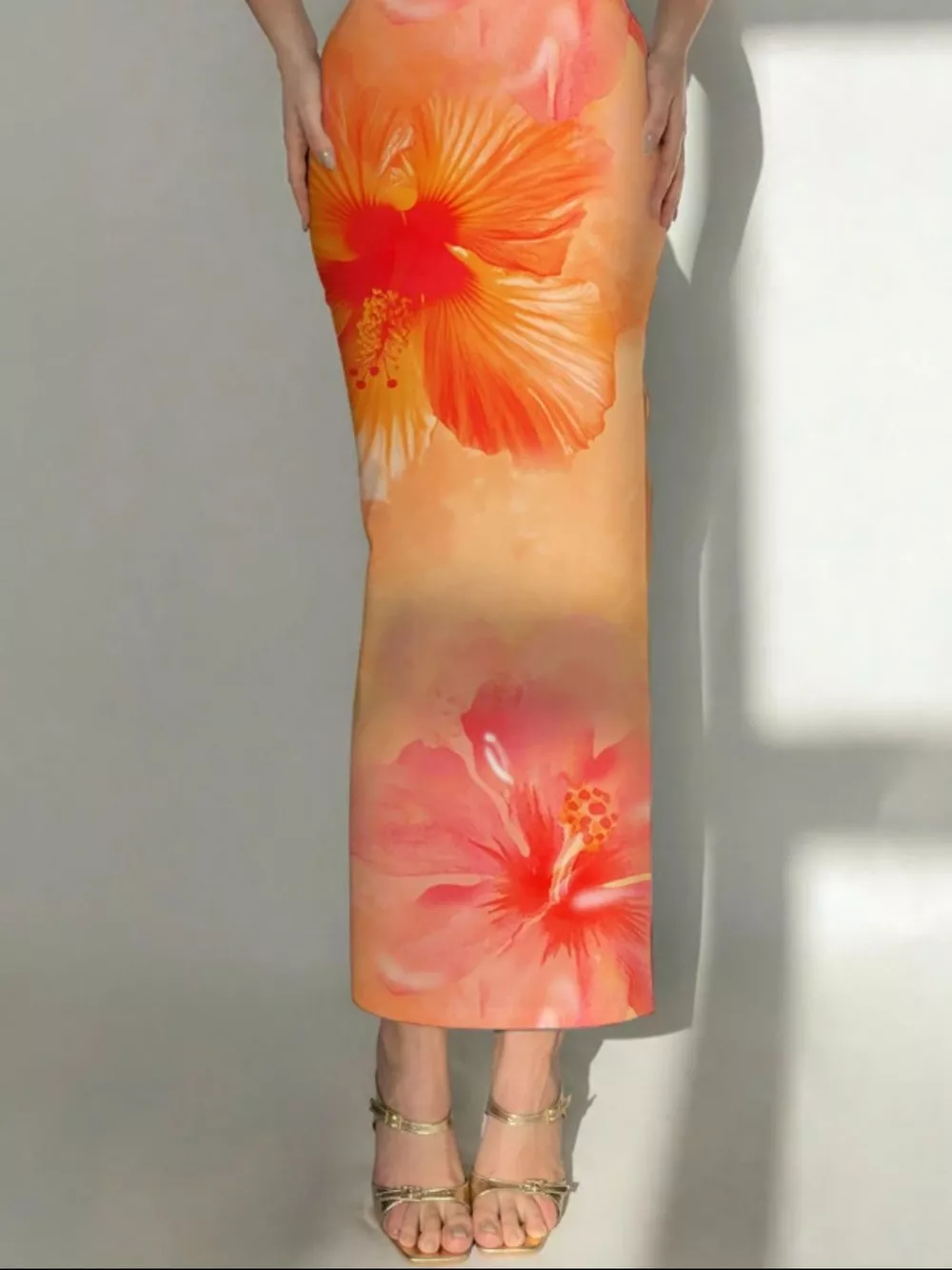Tropical Flower Print Bodycon Tube Dress, image 3