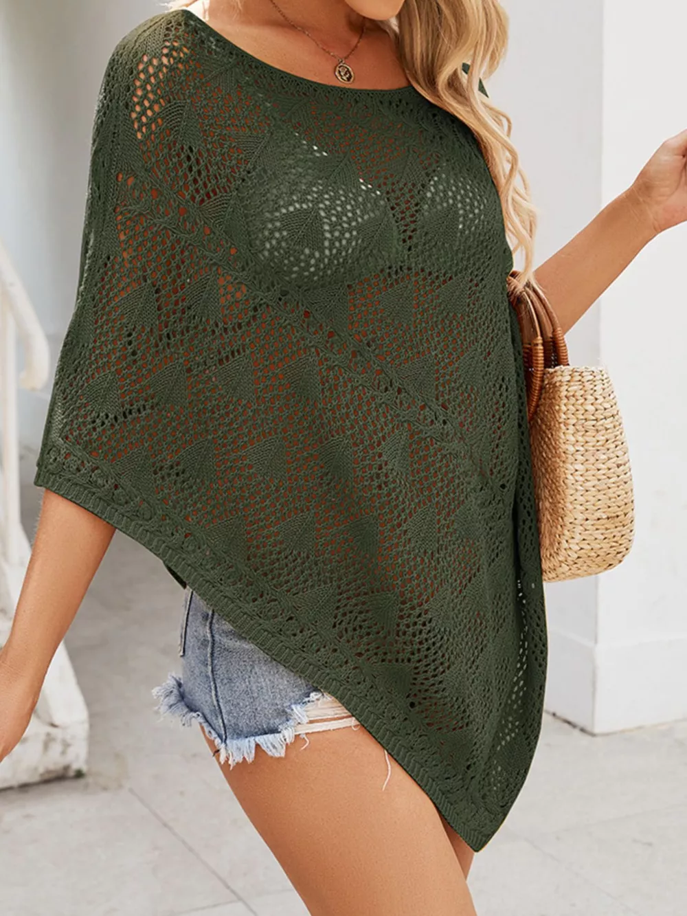 Poncho Style Knit Cover Up, image 5