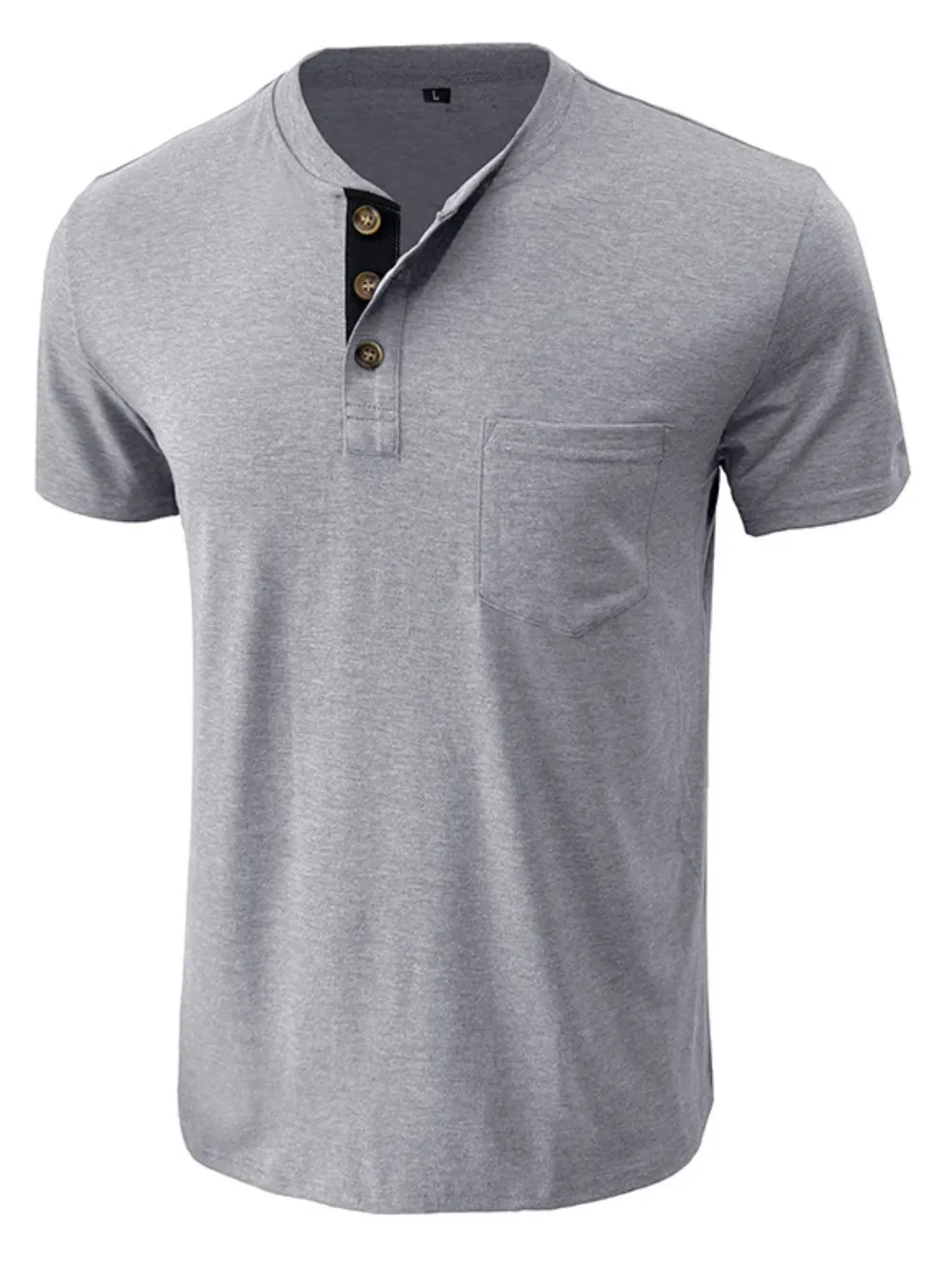Men's Full Size Classic Henley Pocket Polo T-Shirt Plus Size, image 3