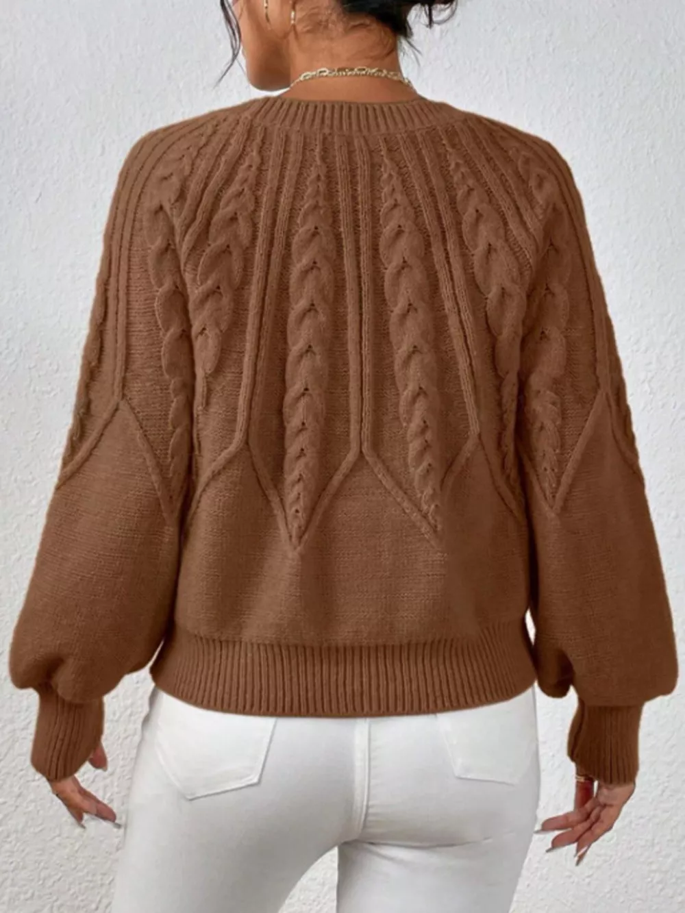 Cable Knit Long Sleeve Sweater, image 9