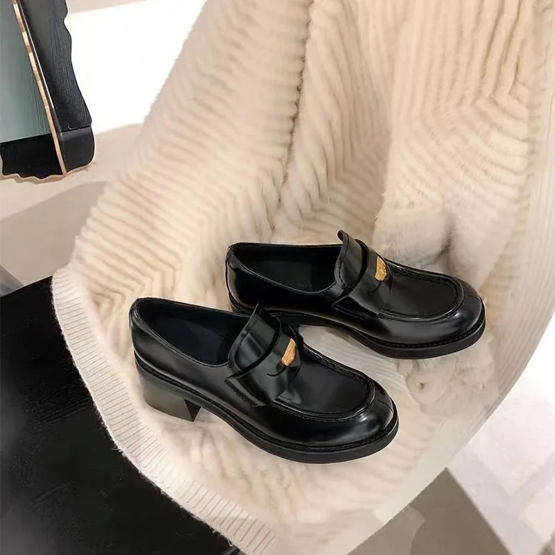 Round Toe Block Heel Loafers, image 3