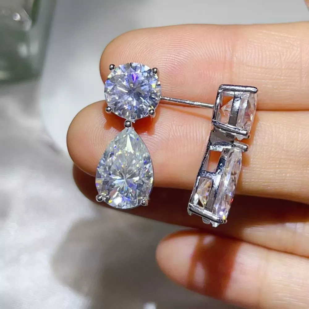 16 Carat Moissanite 925 Sterling Silver Earrings, image 5