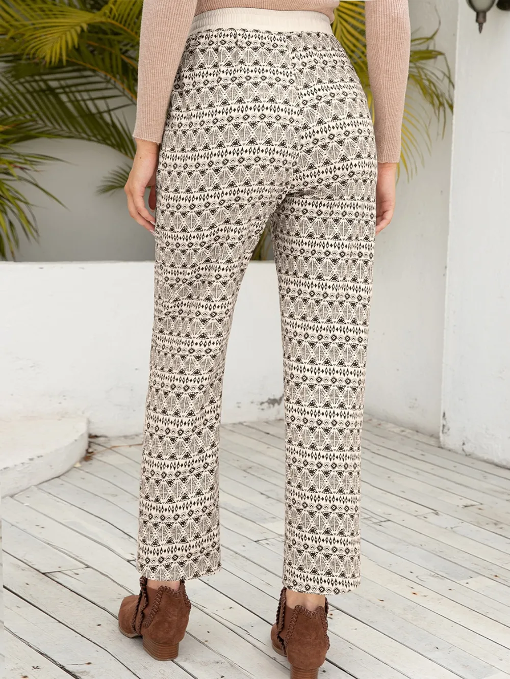 Tied Printed Pants with Pockets, image 5