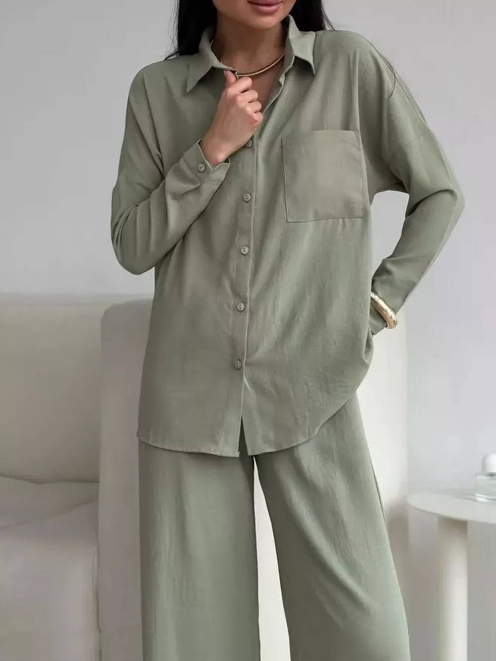 Button Down Shirt and Pants Set