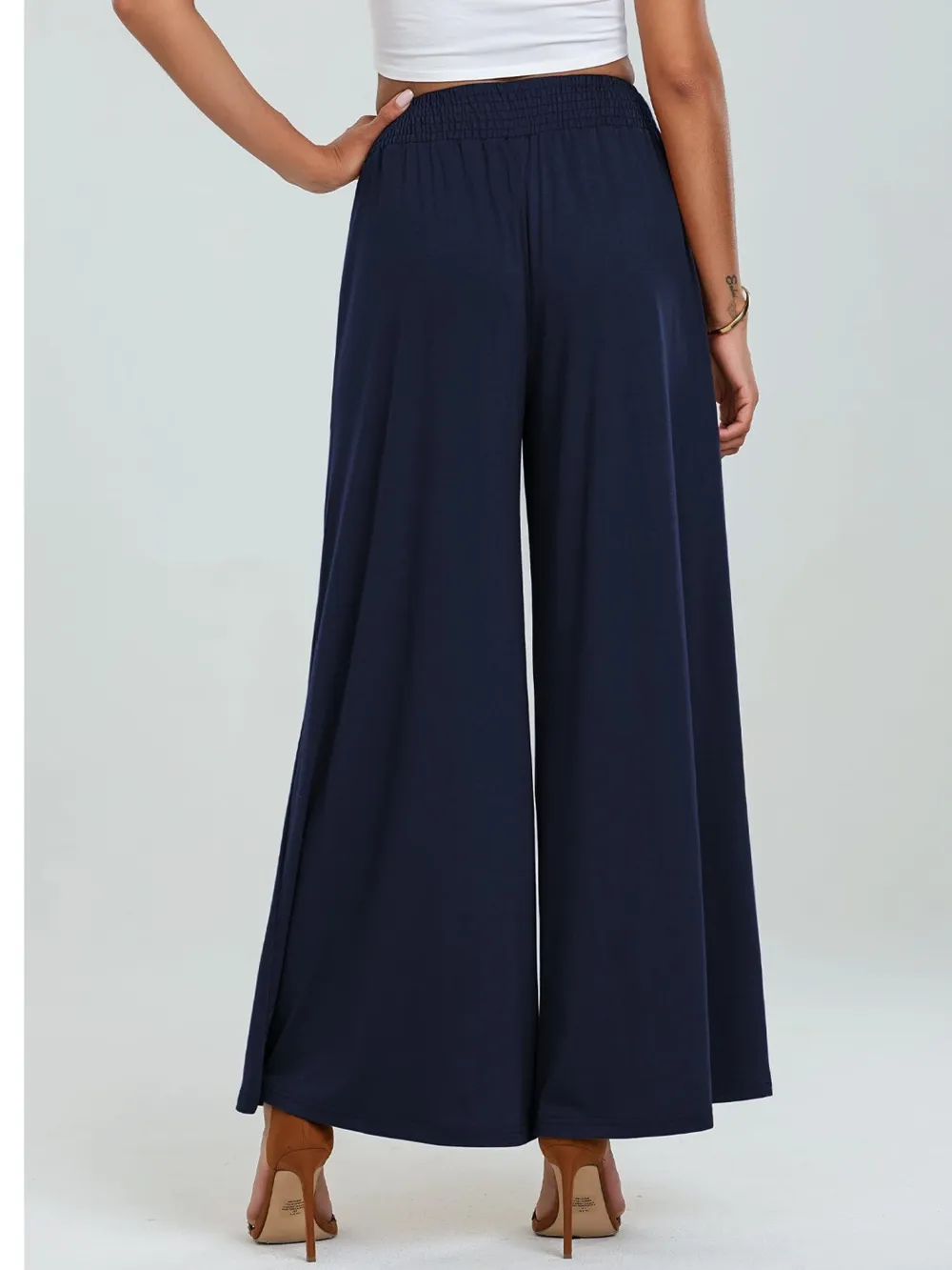 Pocketed Elastic Waist Wide Leg Pants, image 14