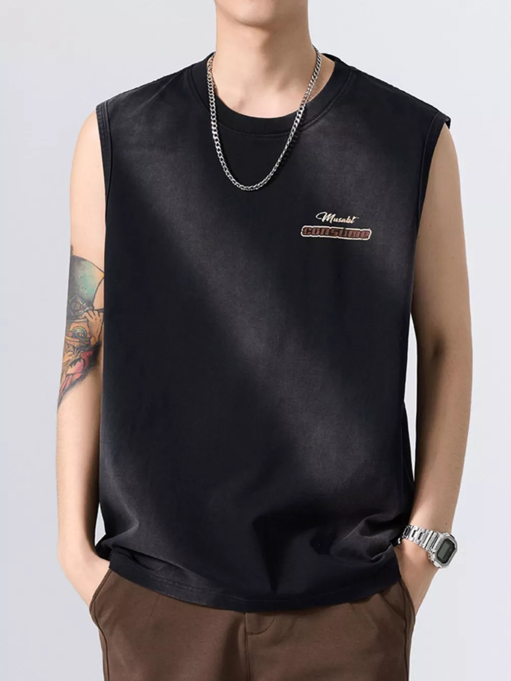 Men's Plus Size Round Neck Tank, image 2