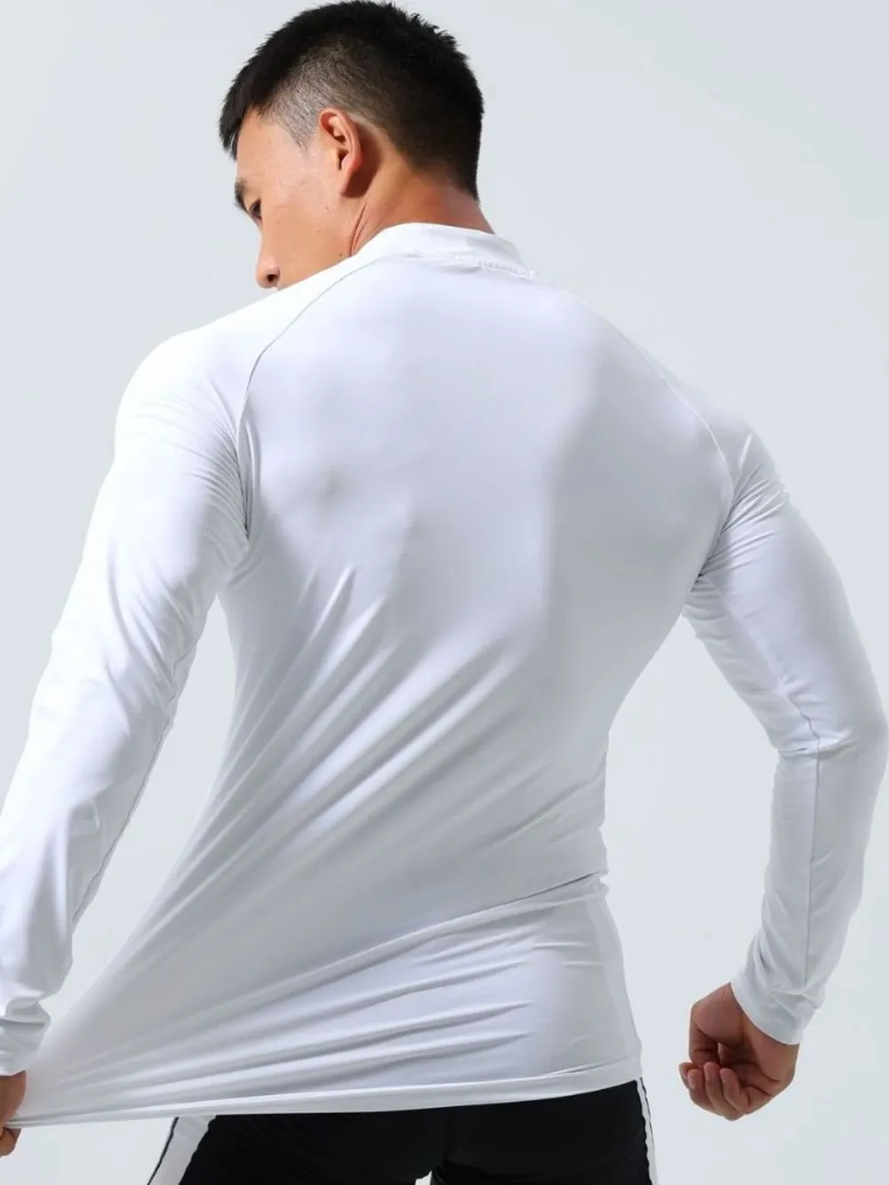 Men's Plus Size Mock Neck Long Sleeve T-Shirt, image 6