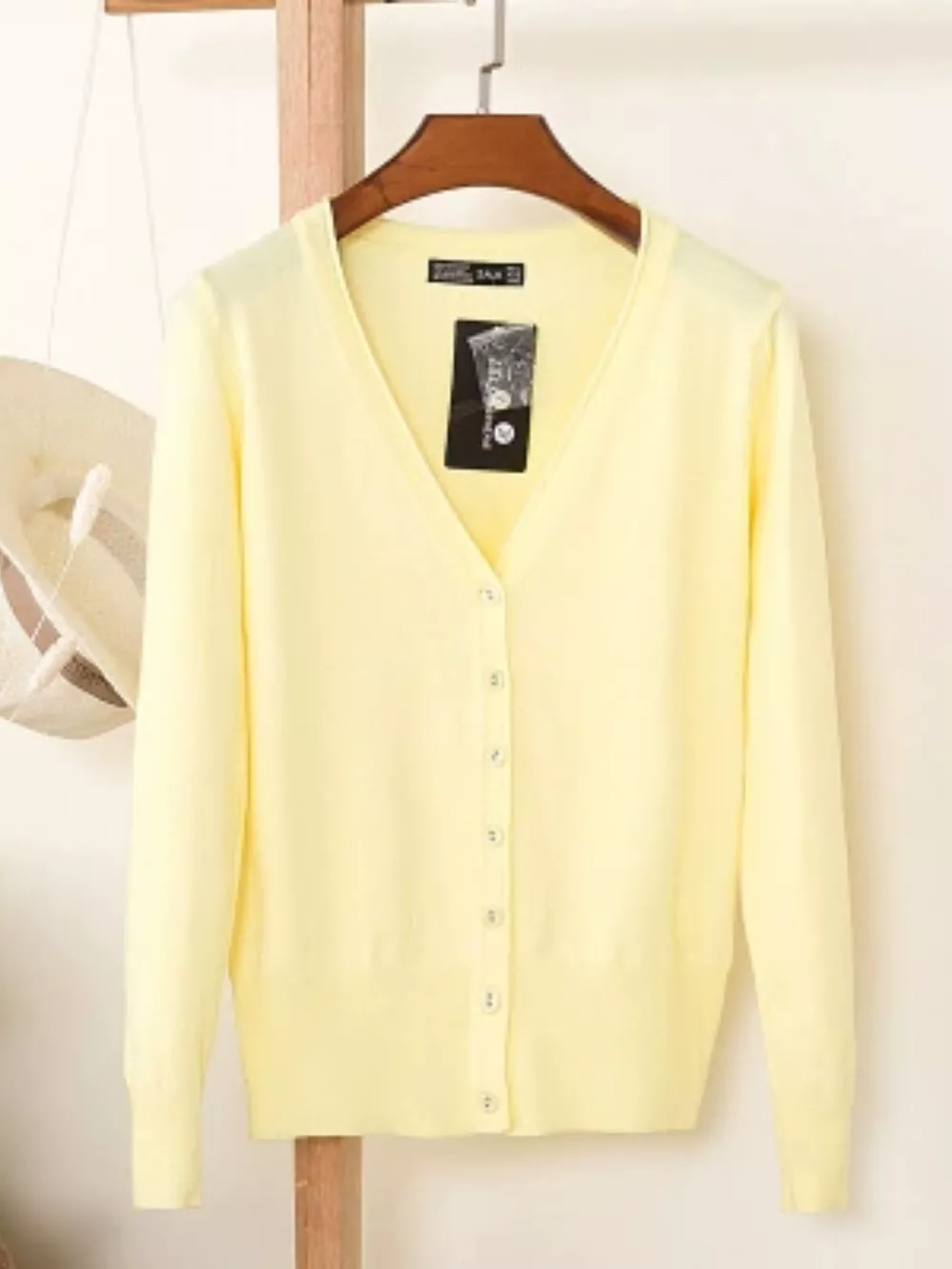 Classic V-Neck Button-Down Knit Cardigan, image 40