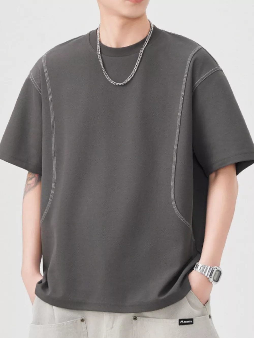 Men's Plus Size Round Neck Short Sleeve T-Shirt, image 2