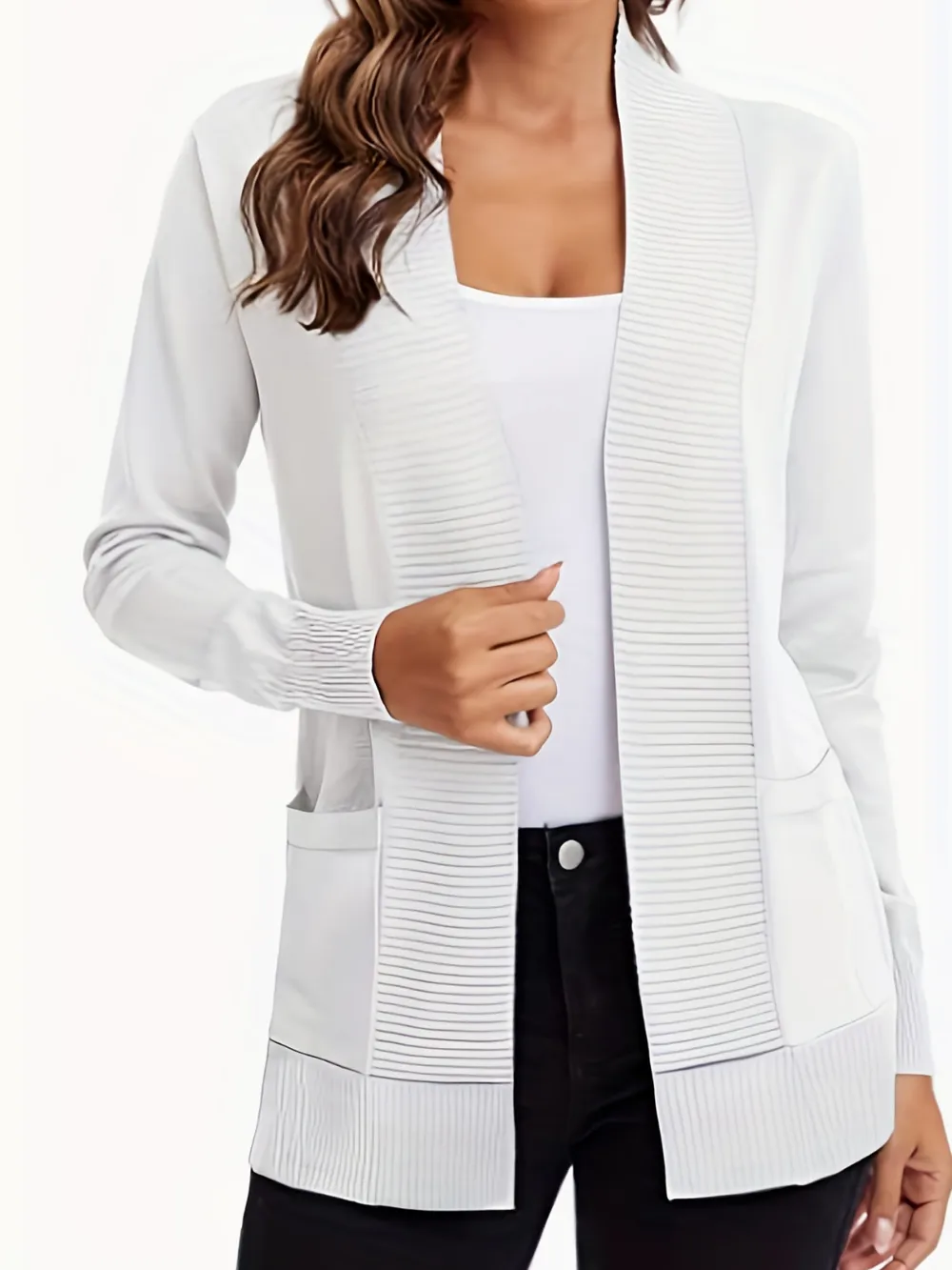 Open Front Long Sleeve Sweater Cardigan, image 21