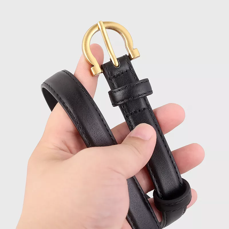 Leather Belt with Golden Buckle, image 3