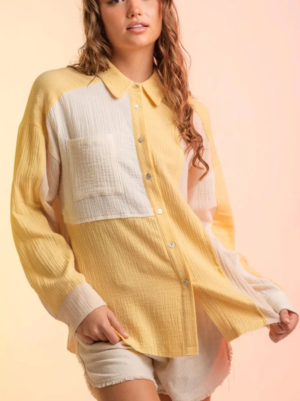 Contrast Button Up Long Sleeve Shirt, image 10