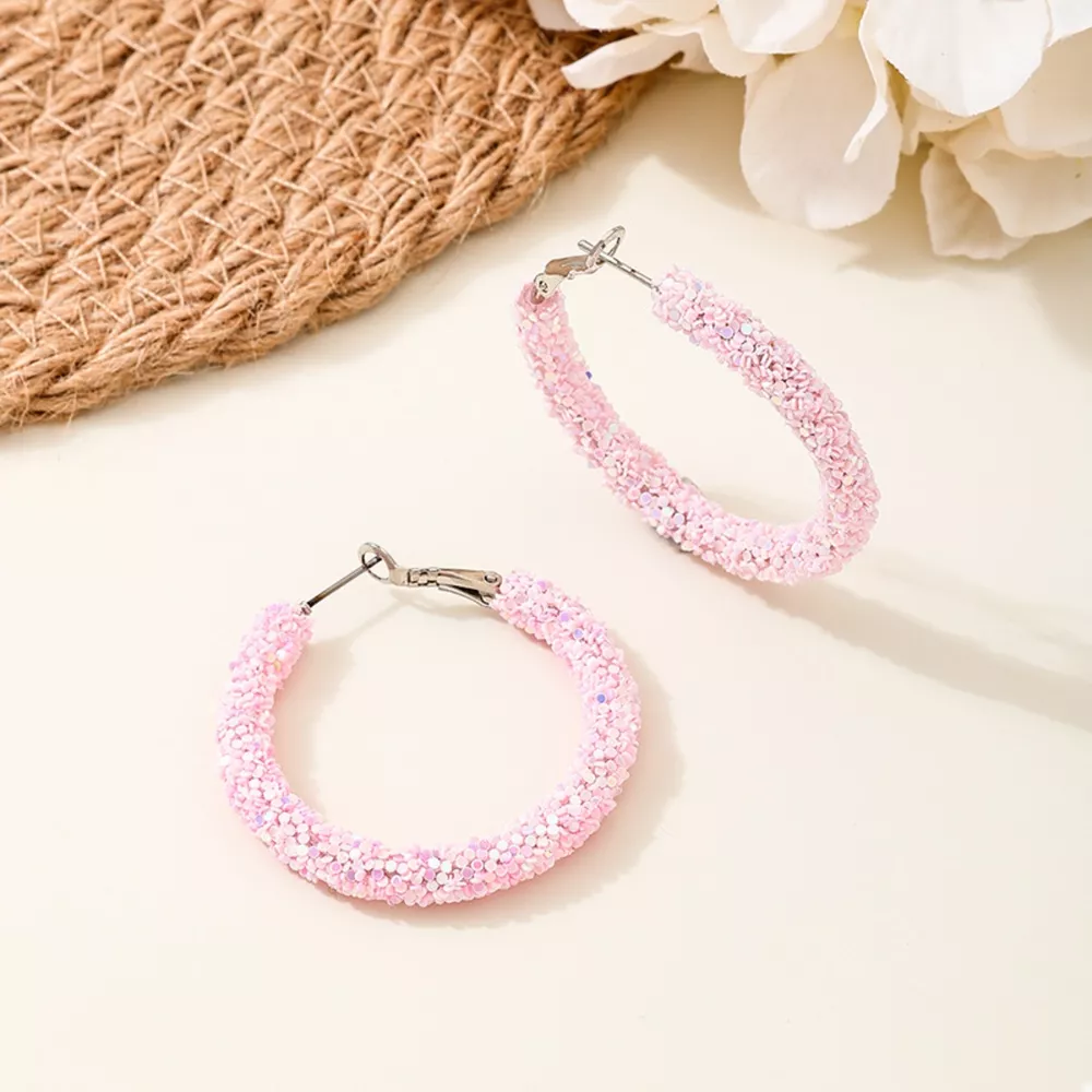 Sparkling Alloy Hoop Earrings, image 4