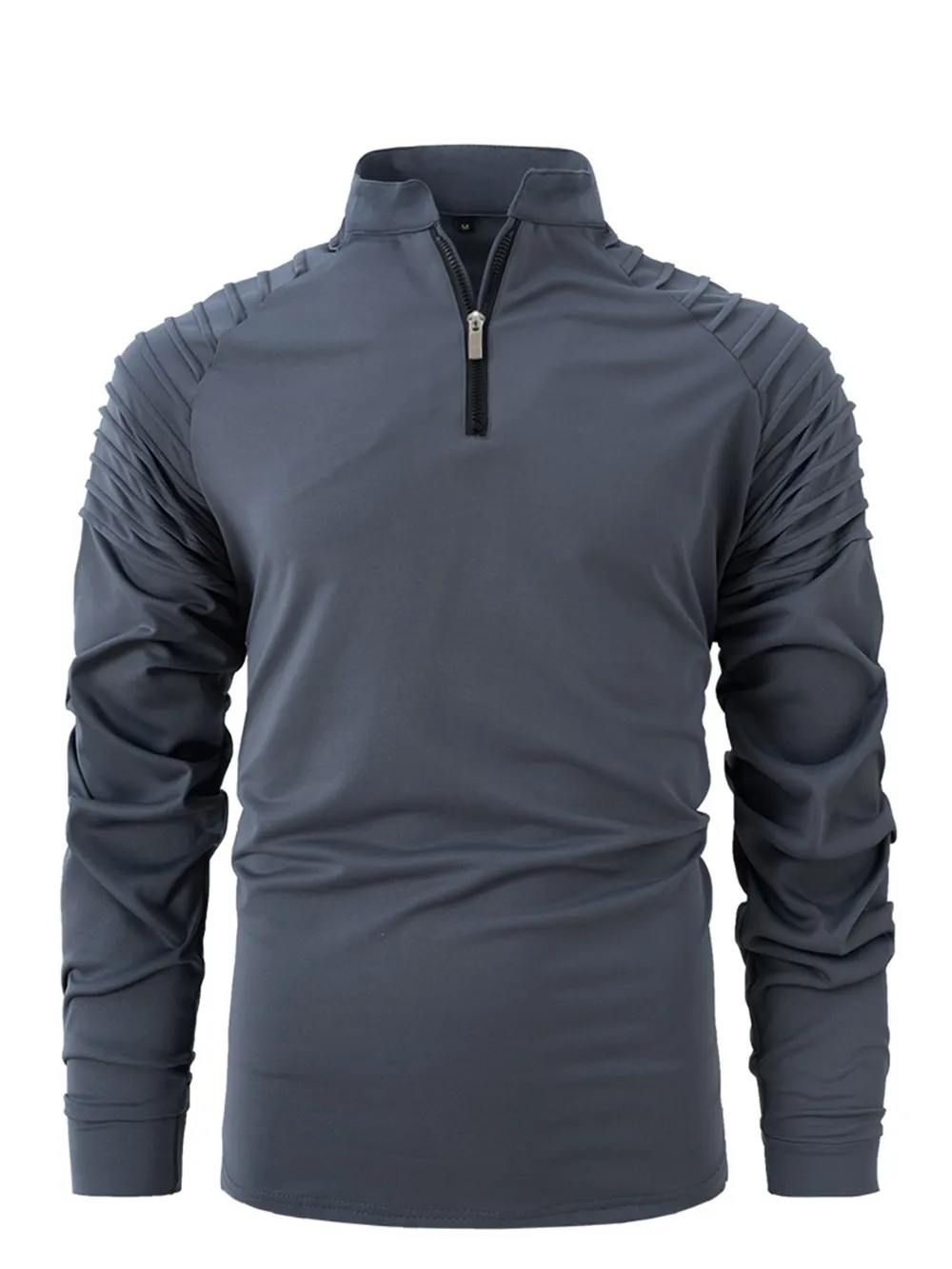 Men's Full Size Quarter Zip Long Sleeve Polo Plus Size, image 7