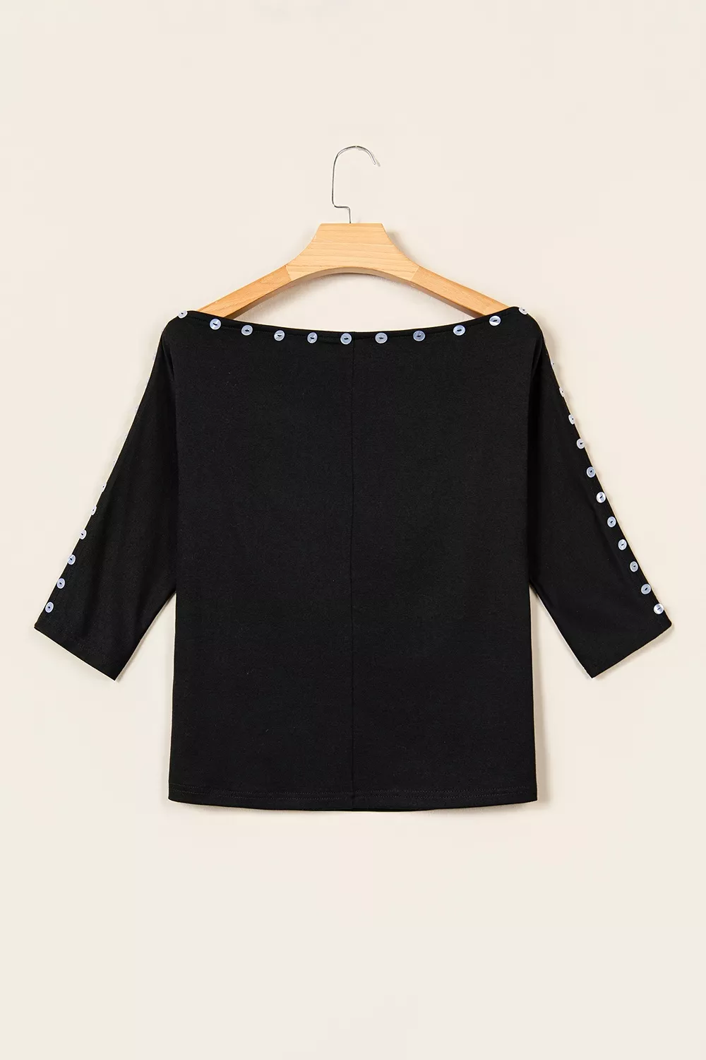 3/4 Sleeve Button Detail Off Shoulder Top, image 4