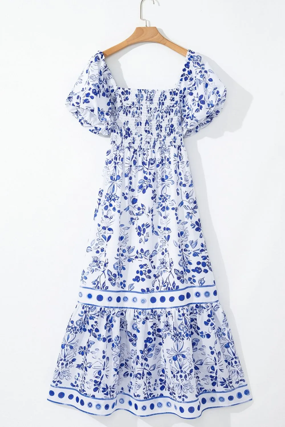 Smocked Printed Square Neck Puff Sleeve Dress, image 11