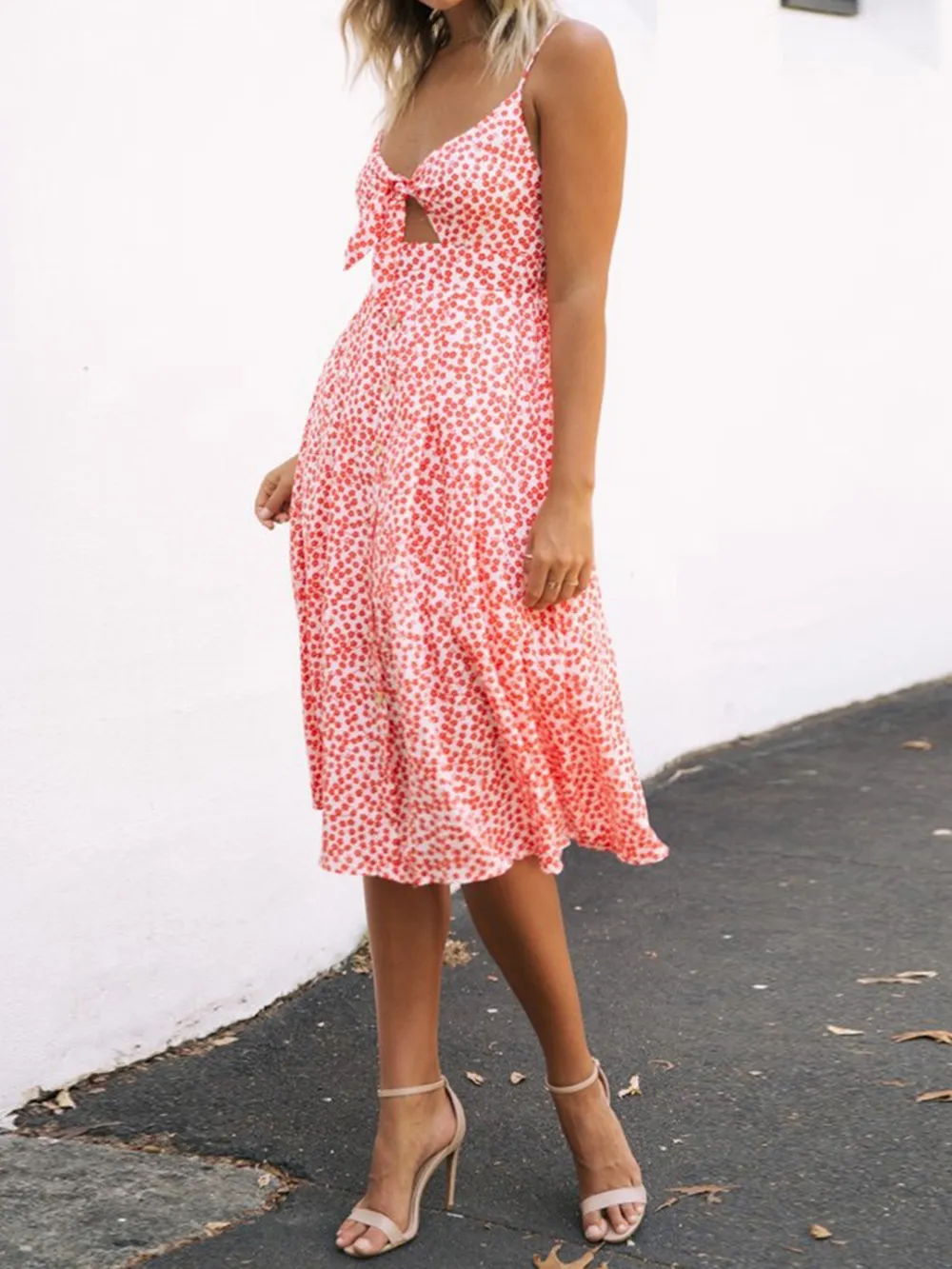 Cutout Smocked Sweetheart Neck Cami Dress, image 25