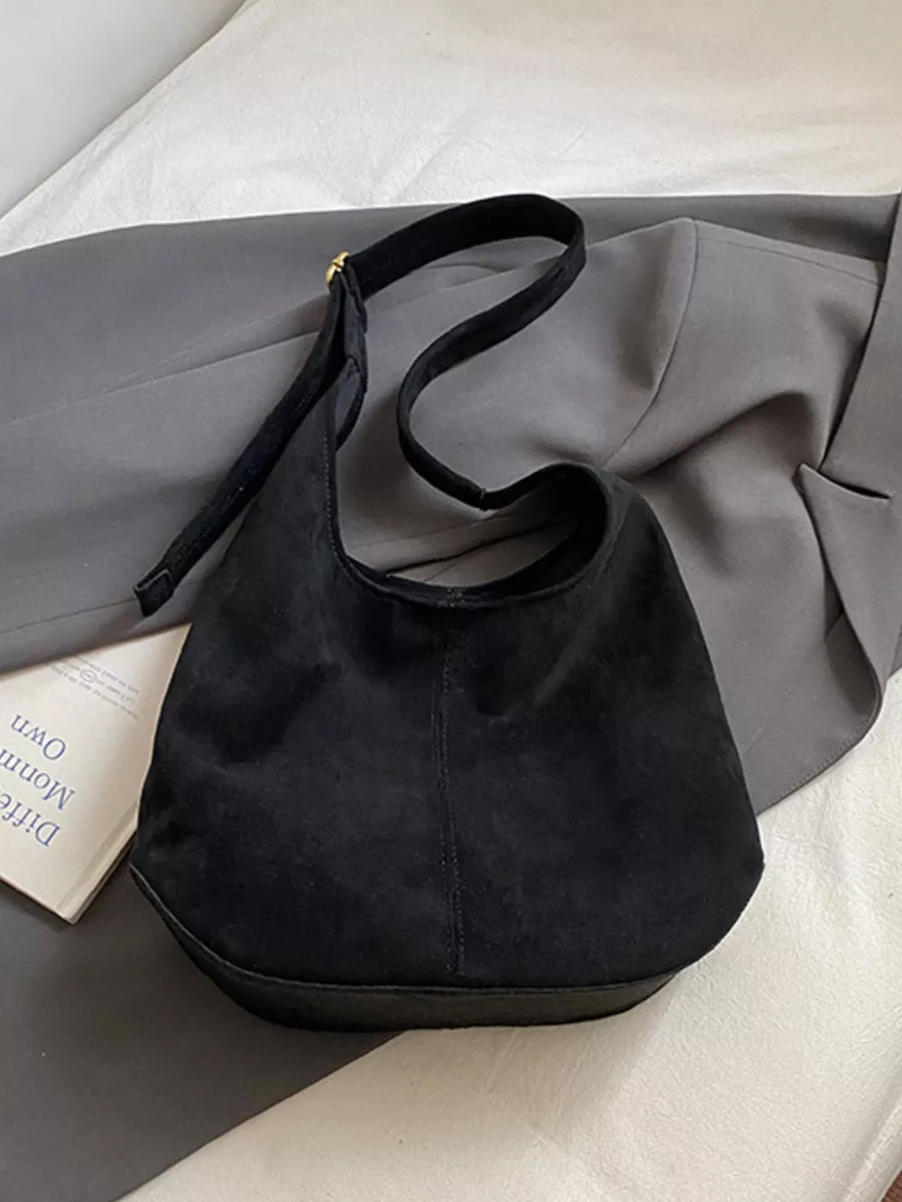 Suede Hobo Shoulder Bag, image 4