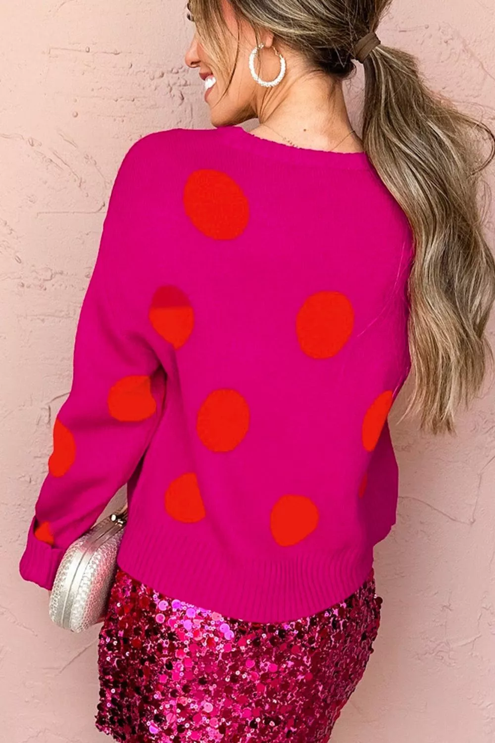 Polka Dot Round Neck Sweater, image 2