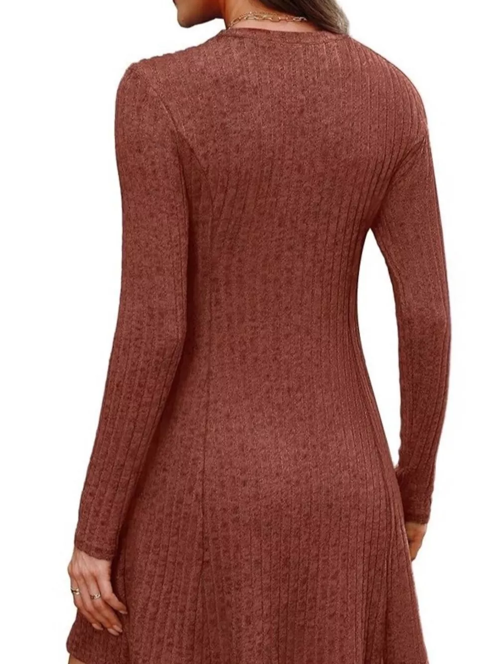 Ribbed Knit Long Sleeve Slim Fit Dress, image 3